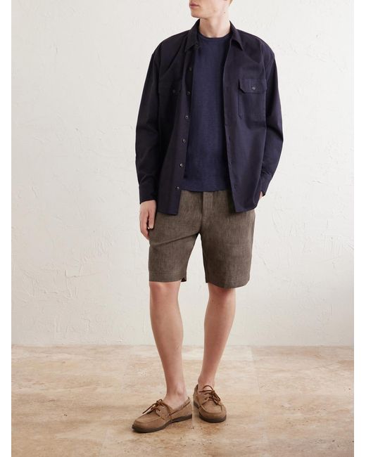 Sunspel Gray Straight-Leg Linen Shorts for men
