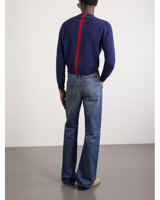 Gucci Blue Flared Horsebit-Embellished Jeans for men