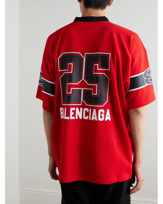 Balenciaga Red American Football Oversized Printed Piqué T-Shirt for men