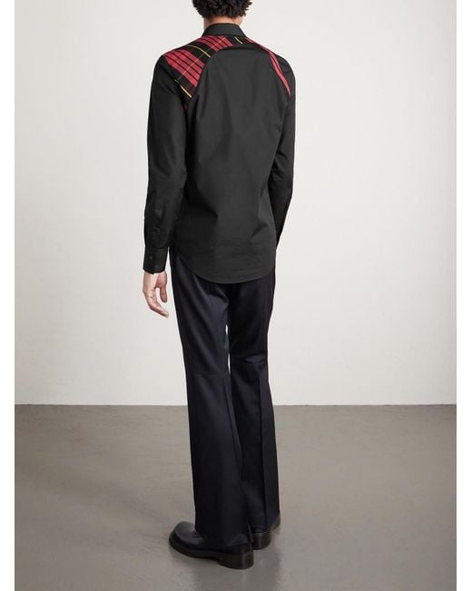 McQueen Black Panelled Cotton Shirt for men