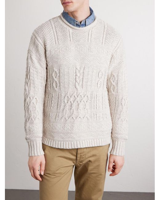 RRL Natural Cable-Knit Cotton, Linen And Silk-Blend Sweater for men