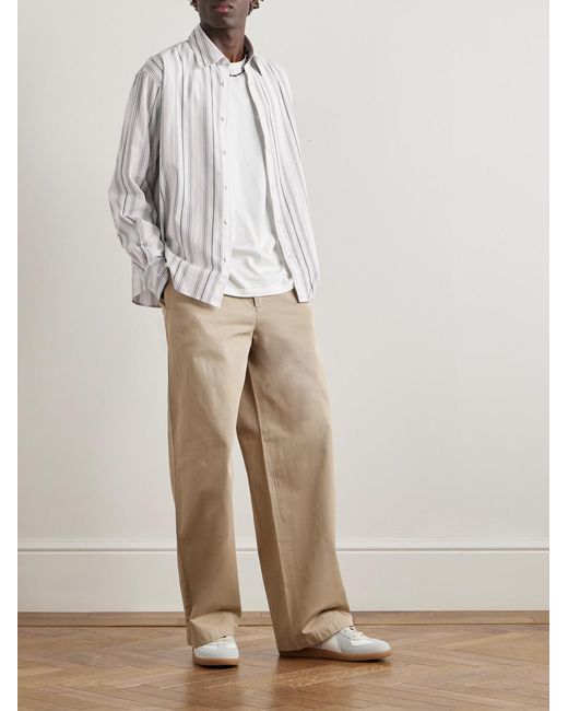 Acne Natural Pablo Straight-Leg Cotton-Drill Trousers for men