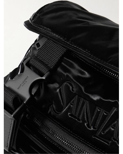 Saint Laurent Black Logo-embroidered Glossed-shell And Canvas Belt Bag for men