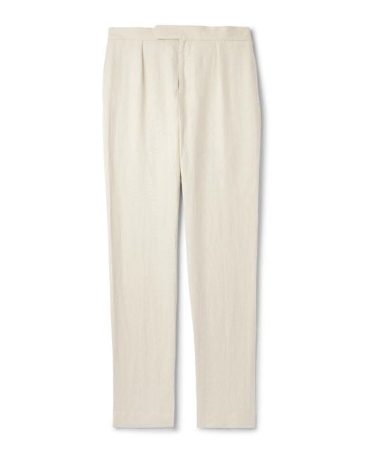 Ralph Lauren White Davis Straight-leg Silk And Linen-blend Trousers for men