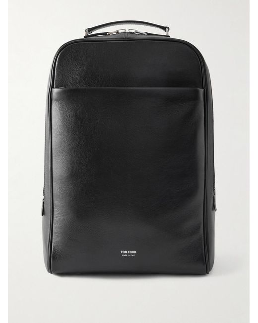 Tom Ford Black Full-Grain Leather Backpack for men