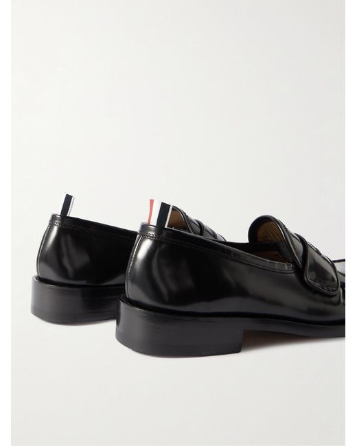 Thom Browne Black Varsity Patent-leather Penny Loafers for men