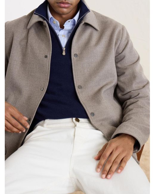 Kiton Gray Felted Wool-Blend Blouson Jacket for men