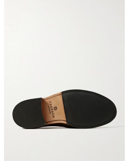 GRENSON Brown Camden Leather-Trimmed Suede Derby Shoes for men