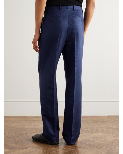 Gabriela Hearst Blue Harold Straight-Leg Brushed Silk-Felt Suit Trousers for men