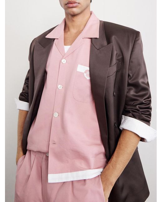 Heart Deco Logo-Appliquéd Cotton-Faille Shirt di Bode in Pink da Uomo