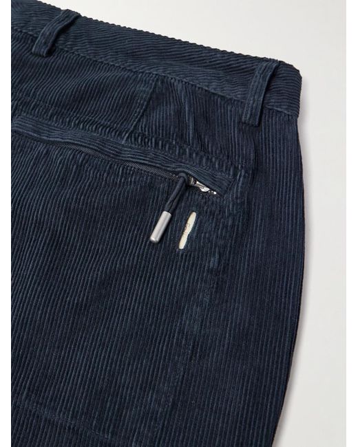 Folk Signal gerade geschnittene Hose aus Baumwollcord mit Falten in Blue für Herren