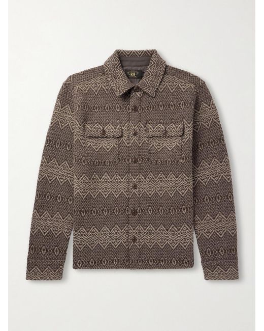 RRL Brown Jacquard-knit Wool Overshirt for men