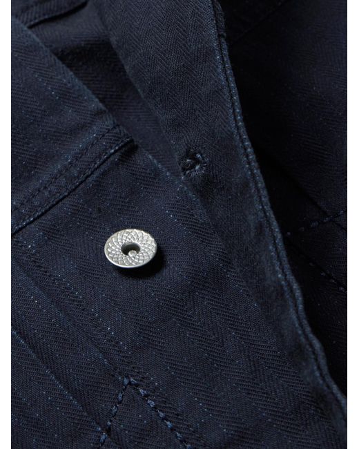 Folk Blue Trucker Herringbone Cotton-Twill Jacket for men