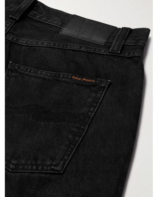 Nudie Jeans Black Gritty Jackson Slim-Fit Straight-Leg Organic Jeans for men