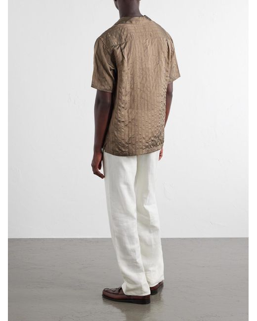 Orlebar Brown Brown Maitan Villa Camp-Collar Striped Woven Shirt for men