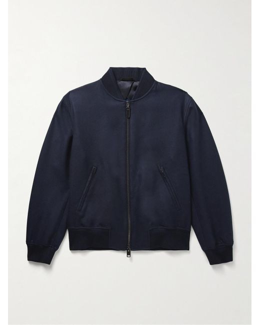 Brioni Blue Wool And Silk-blend Twill Bomber Jacket for men