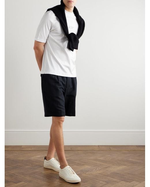 Brunello Cucinelli T-Shirt aus Baumwoll-Jersey mit Logoprint und Stehkragen in White für Herren