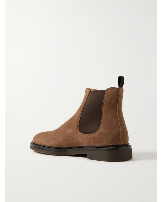 Brunello Cucinelli Brown Suede Chelsea Boots for men