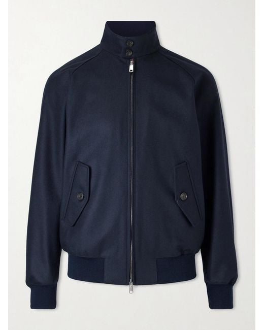 Baracuta Blue G9 Melton Virgin Wool-blend Harrington Jacket for men