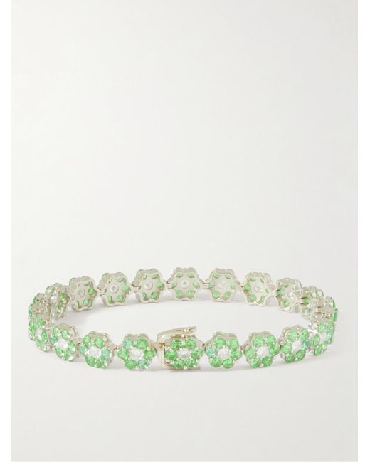 Hatton Labs Daisy Tennisarmband aus Silber mit Cubic Zirkonia in Green für Herren