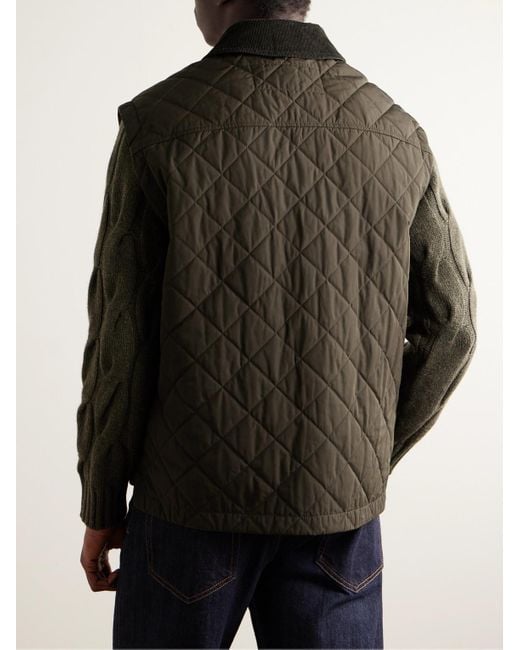 James Purdey & Sons Green Cotton Corduroy-Trimmed Padded Quilted Shell Gilet for men