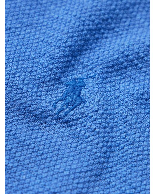 Polo Ralph Lauren Blue Logo-embroidered Cotton And Linen-blend Polo Shirt for men