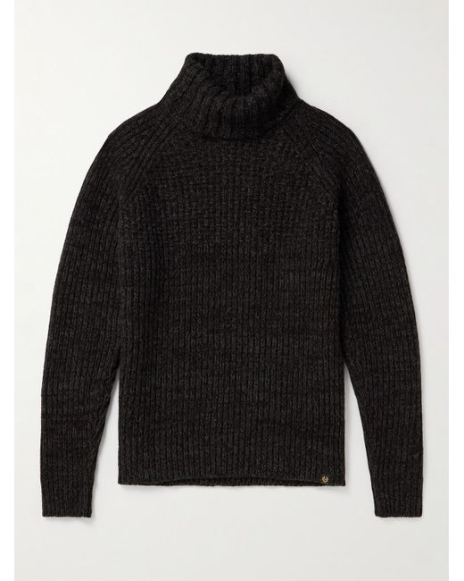 Belstaff Black Marine Ribbed Wool And Alpaca-blend Rollneck Sweater for men