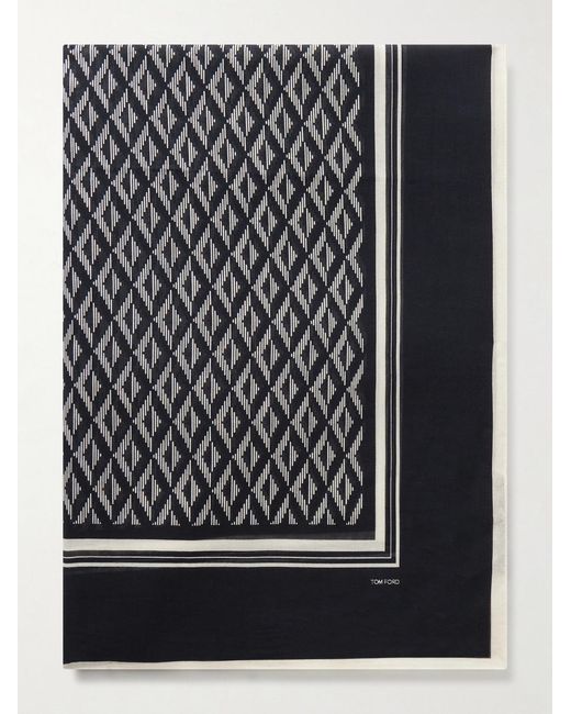 Tom Ford Black Printed Cotton Scarf for men