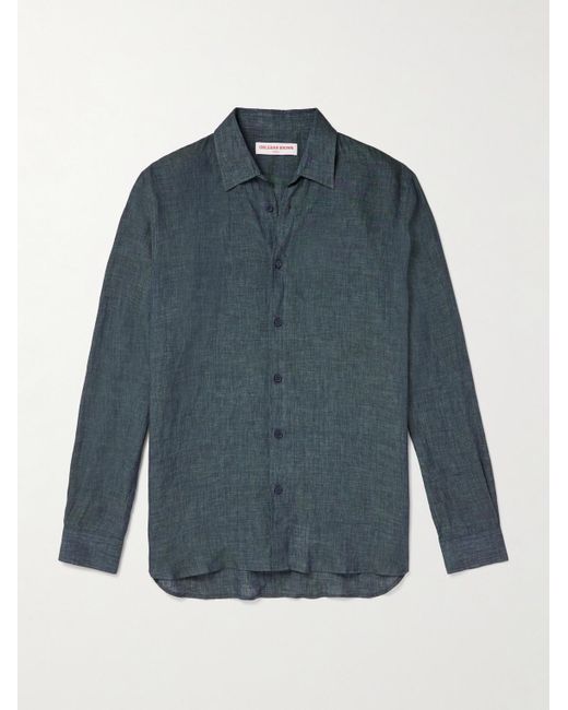 Orlebar Brown Blue Justin Linen Shirt for men
