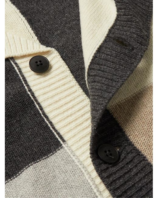 Mr P. Black Colour-Block Cashmere And Virgin Wool-Blend Shirt for men