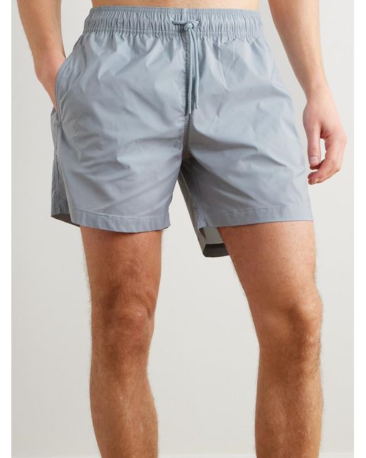 Frescobol Carioca Blue Salvador Straight-Leg Mid-Length Recycled Swim Shorts for men
