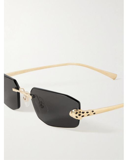 Cartier Metallic Panthère De Cartier Rimless Rectangle-Frame-Tone Sunglasses for men