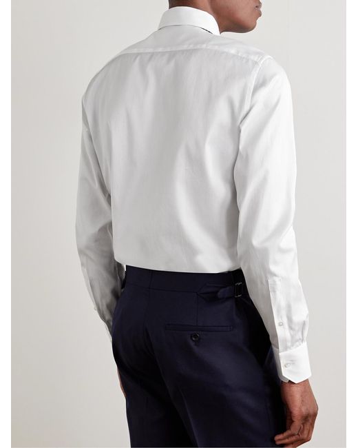 Zegna White Cutaway-Collar Cotton-Twill Shirt for men
