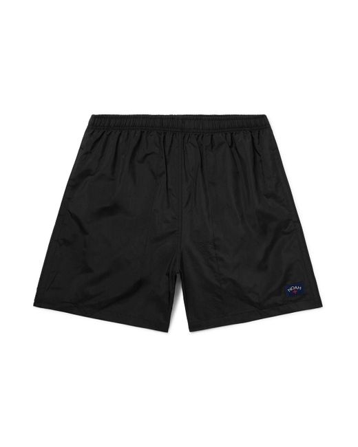 Noah NYC Black Straight-leg Mid-length Logo-appliquéd Swim Shorts for men