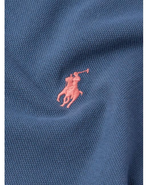 Polo Ralph Lauren Blue Logo-embroidered Cotton-piqué Polo Shirt for men