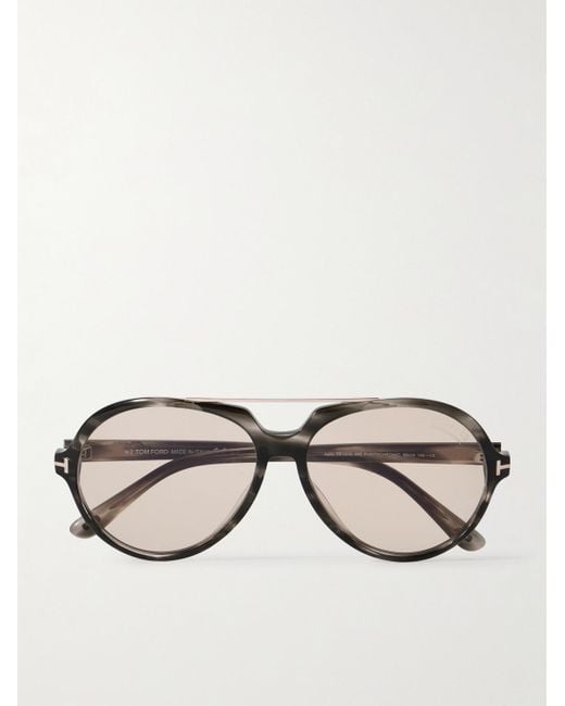 Tom Ford Natural Aalto Aviator-Style Acetate Sunglasses for men