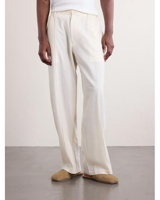 Kardo White Kedar Straight-leg Cotton Trousers for men