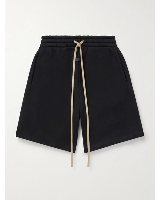 Fear Of God Black Wide-leg Logo-appliquéd Cotton-blend Jersey Drawstring Shorts for men