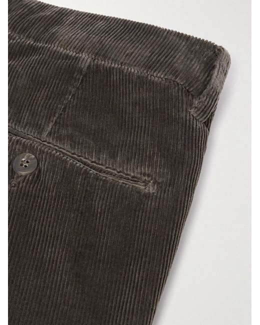 Eleventy Gray Straight-Leg Stretch Cotton And Modal-Blend Corduroy Trousers for men
