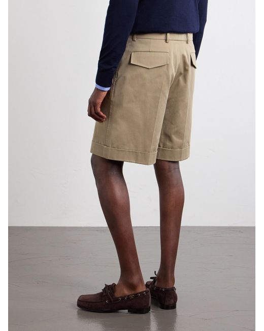 Valentino Garavani Natural Straight-Leg Cotton-Gabardine Shorts for men