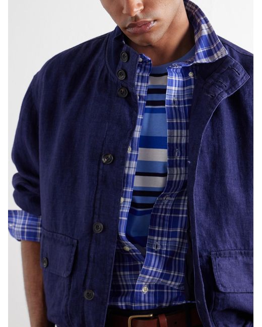 Polo Ralph Lauren Blue Herringbone Linen Blouson for men