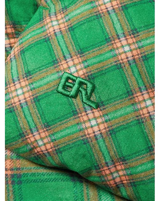 ERL Green Checked Quilted Cotton-Jacquard Down Gilet for men