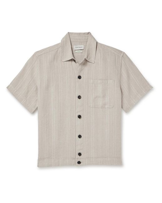 Oliver Spencer White Milford Striped Linen Shirt for men
