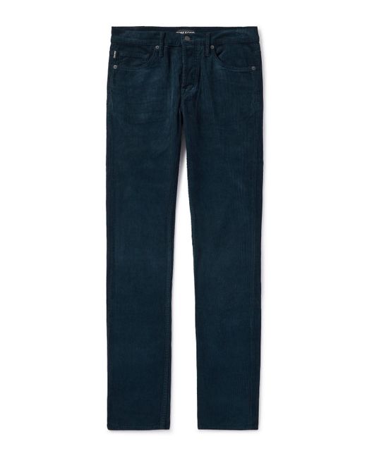 Tom Ford Blue Slim-Fit Cotton-Blend Corduroy Trousers for men