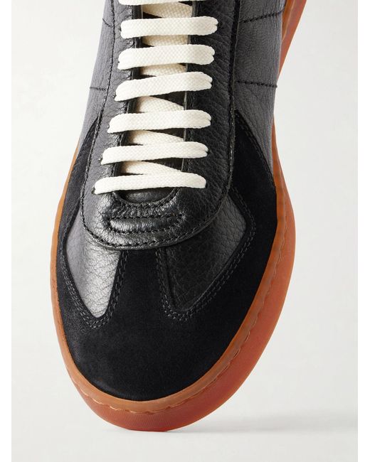 Officine Creative White Militia 002 Suede-Trimmed Leather Sneakers for men
