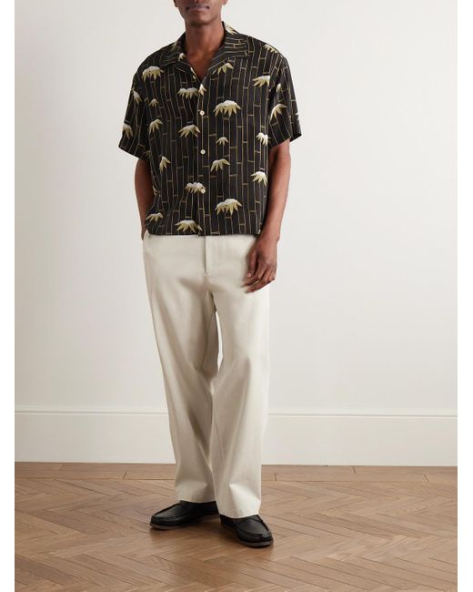 Visvim Black Copa Camp-collar Printed Silk Shirt for men
