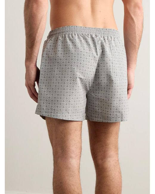 Brunello Cucinelli Gray Straight-leg Short-length Logo-embroidered Printed Swim Shorts for men