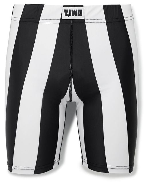 Y,IWO Black Striped Stretch-jersey Shorts for men