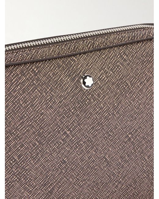 Montblanc Brown Cross-Grain Leather Messenger Bag for men
