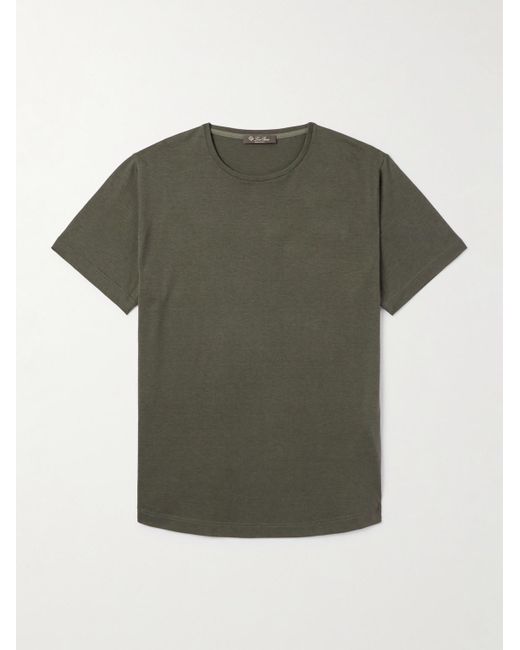 Loro Piana Soft schmal geschnittenes T-Shirt aus einer Seiden-Baumwollmischung in Green für Herren